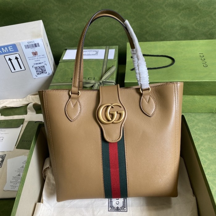 G*u*i small tote with double g bag ‎652680 brown