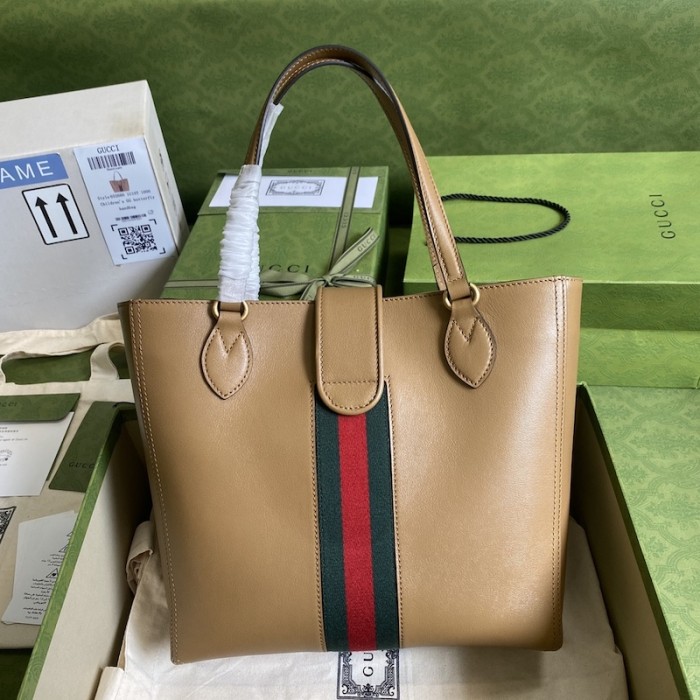 G*u*i small tote with double g bag 652680 brown