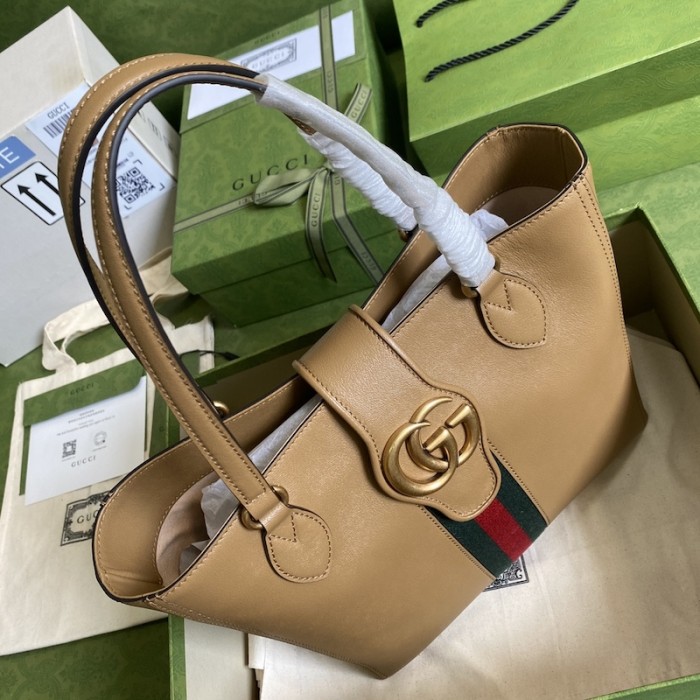 G*u*i small tote with double g bag 652680 brown