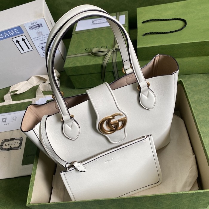 G*u*i small tote with double g bag 652680 white