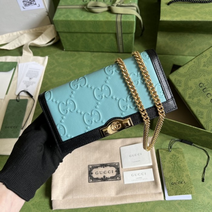 G*u*i gg wallet with chain ‎676155 blue