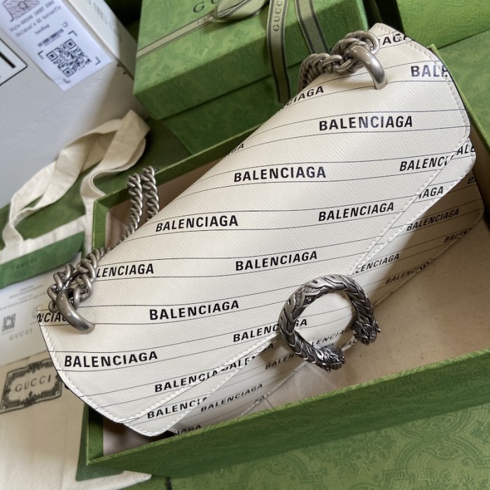 g*u*i x Ba*len*cia*ga the hacker project small dionysus bag white