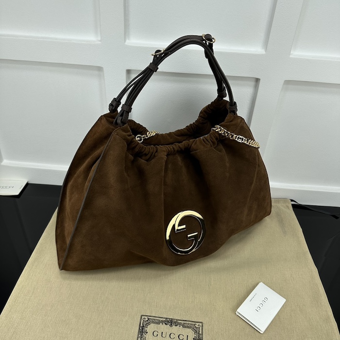 G*u*i blondie large tote bag brown suede 747372