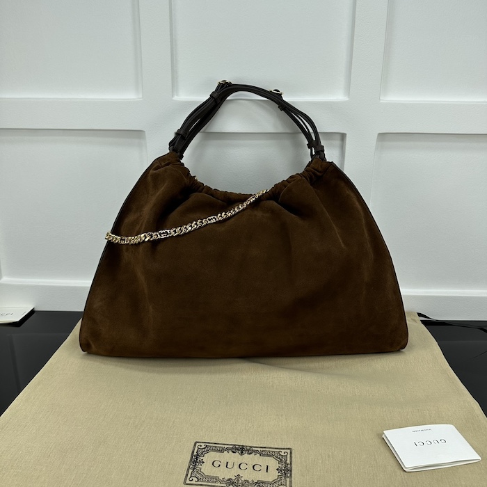 G*u*i blondie large tote bag brown suede 747372