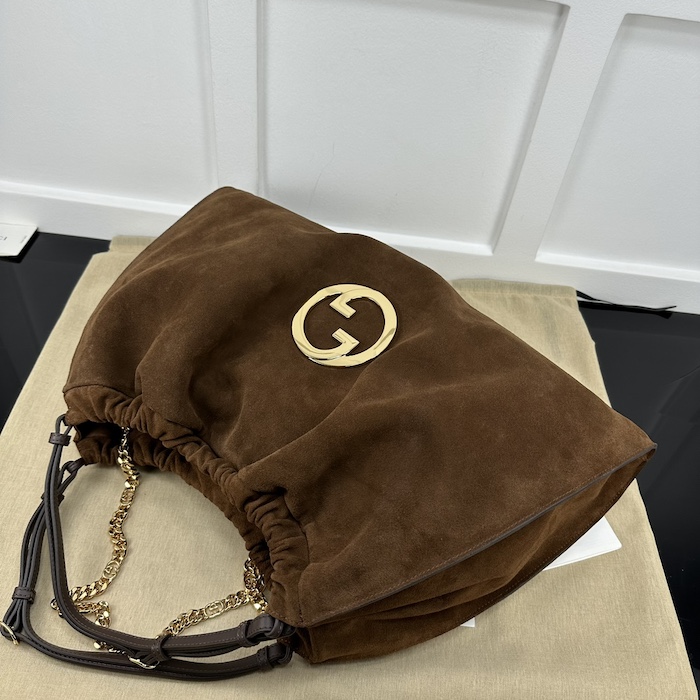 G*u*i blondie large tote bag brown suede 747372