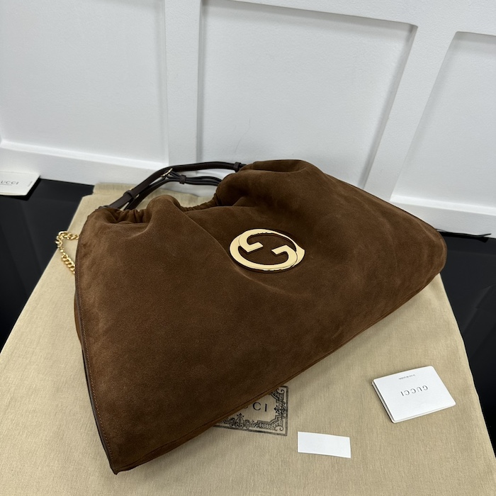 G*u*i blondie large tote bag brown suede 747372