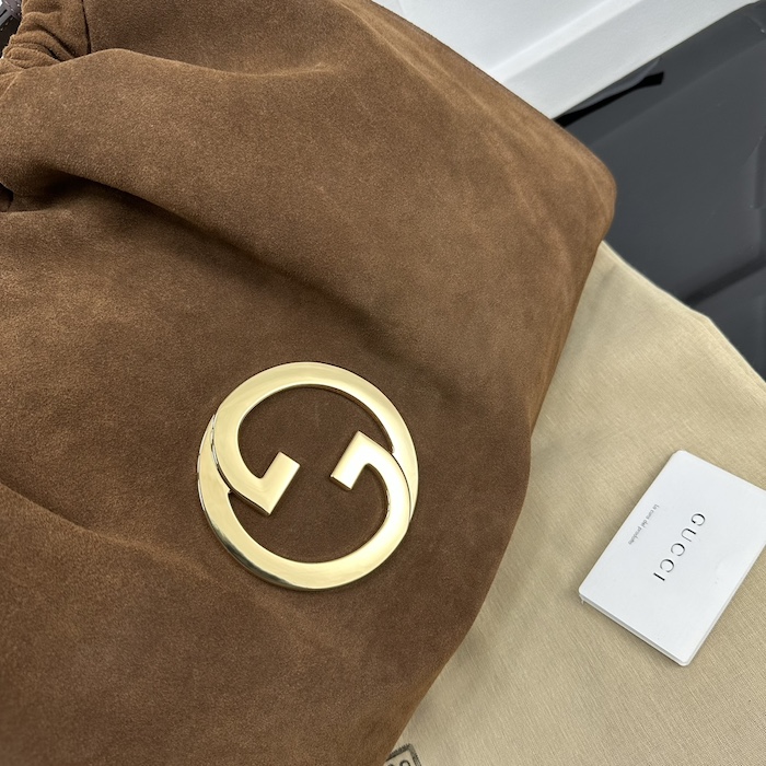 G*u*i blondie large tote bag brown suede 747372