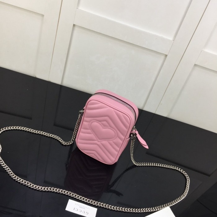 G*u*i gg marmont matelassé mini bag pink