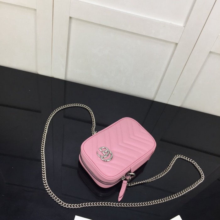 G*u*i gg marmont matelassé mini bag pink