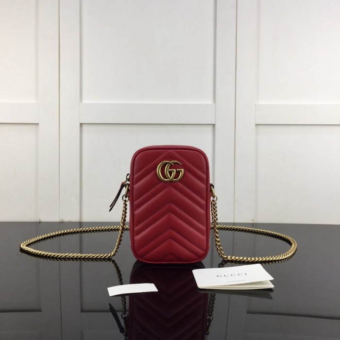 G*u*i gg marmont matelassé mini bag red