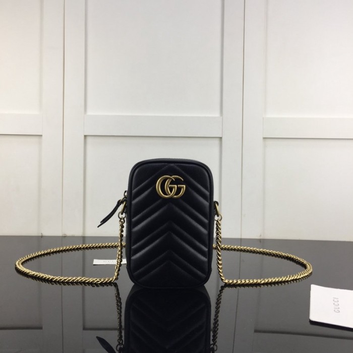 G*u*i gg marmont matelassé mini bag black