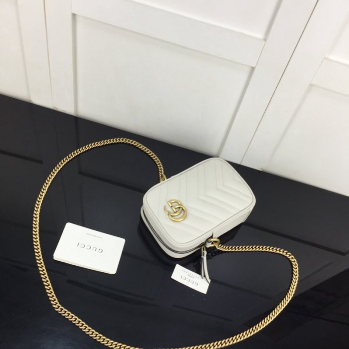 G*u*i gg marmont matelassé mini bag white