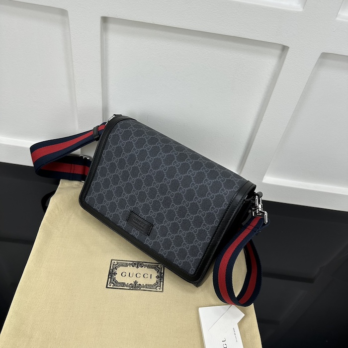 g*u*i gg black Sup*e canvas gg crossbody bag 771167