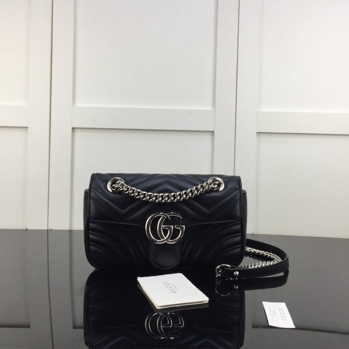 G*u*i gg marmont matelasse mini bag black
