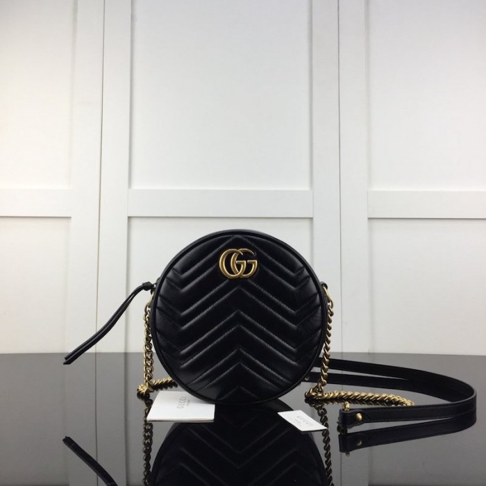 G*u*i gg marmont mini round shoulder bag black