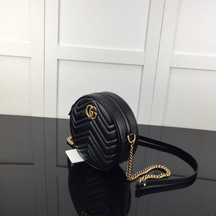 G*u*i gg marmont mini round shoulder bag black