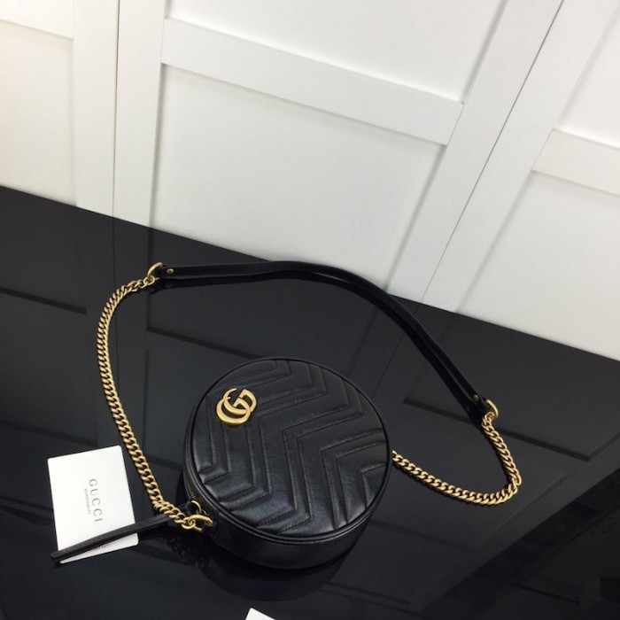 G*u*i gg marmont mini round shoulder bag black