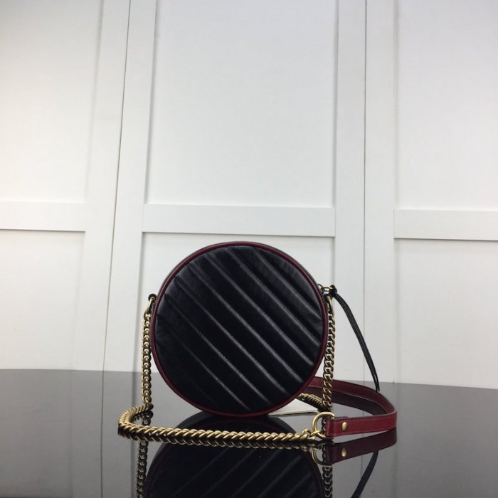 G*u*i gg marmont mini round shoulder bag black / red