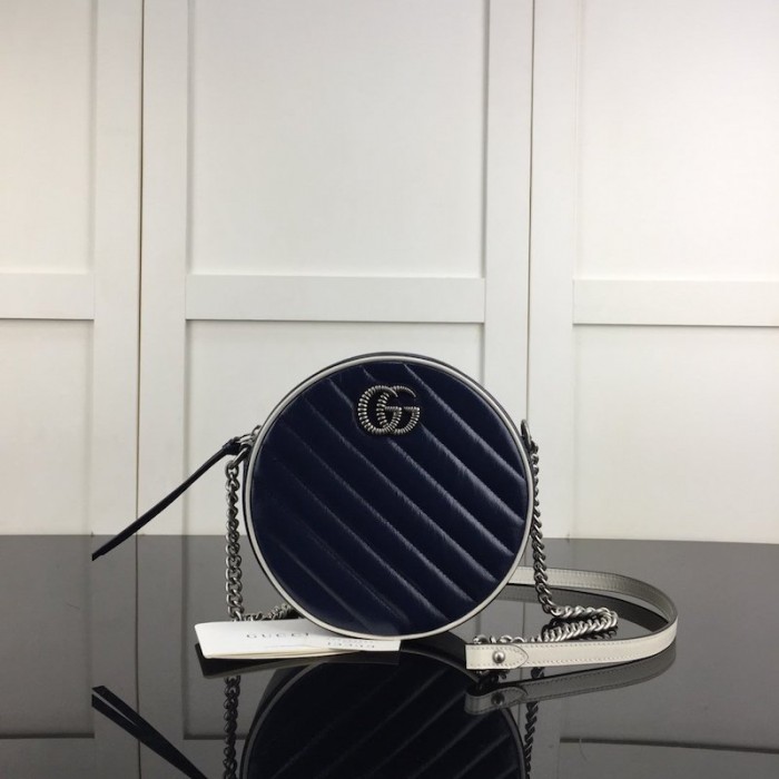 G*u*i gg marmont mini round shoulder bag blue