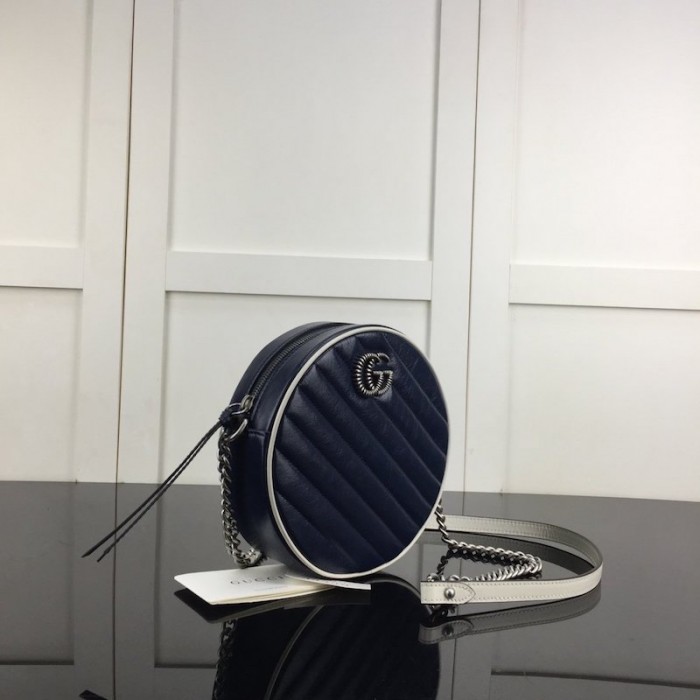 G*u*i gg marmont mini round shoulder bag blue