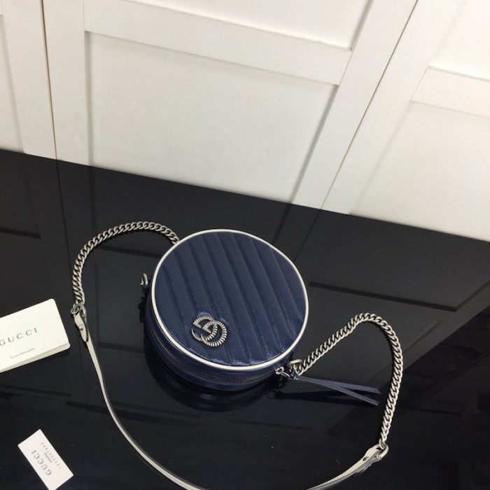 G*u*i gg marmont mini round shoulder bag blue