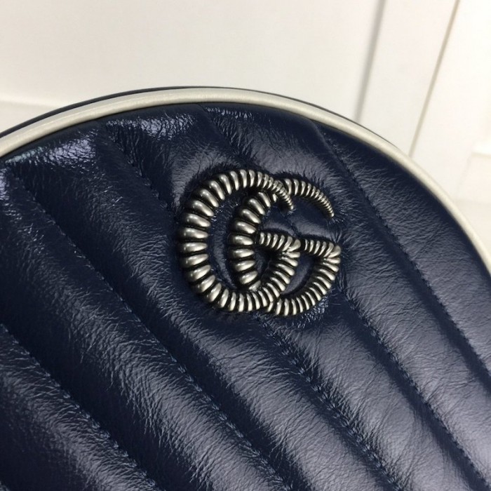 G*u*i gg marmont mini round shoulder bag blue