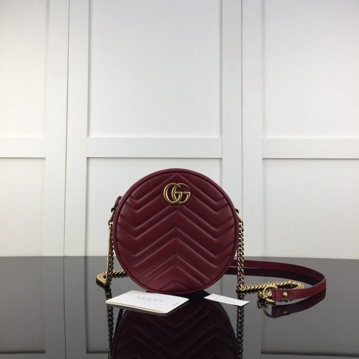 G*u*i gg marmont mini round shoulder bag red