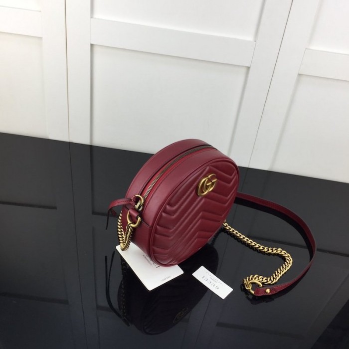 G*u*i gg marmont mini round shoulder bag red