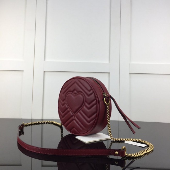 G*u*i gg marmont mini round shoulder bag red