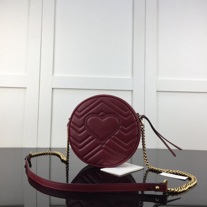 G*u*i gg marmont mini round shoulder bag red