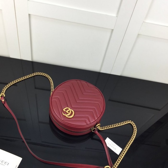 G*u*i gg marmont mini round shoulder bag red