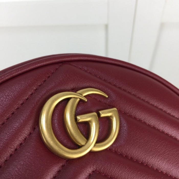 G*u*i gg marmont mini round shoulder bag red