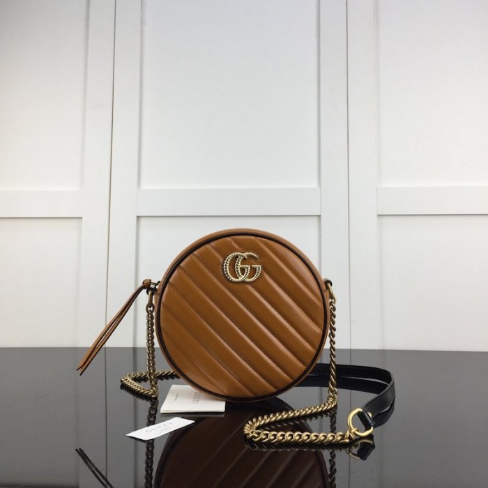 G*u*i gg marmont mini round shoulder bag tan
