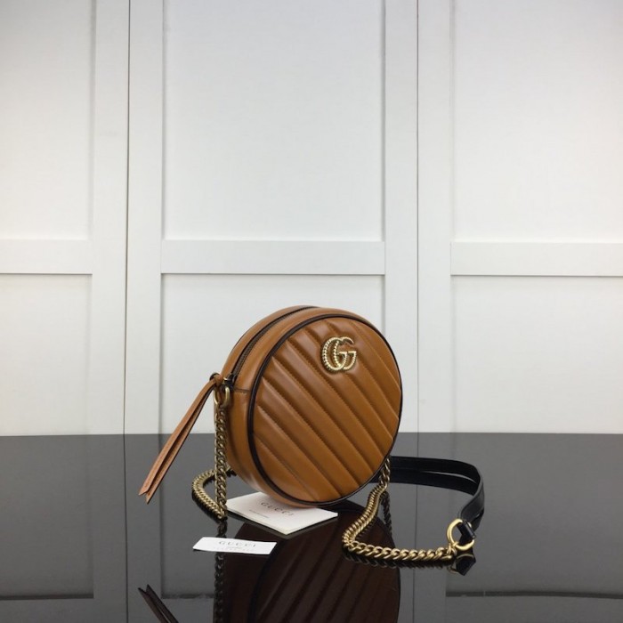 G*u*i gg marmont mini round shoulder bag tan