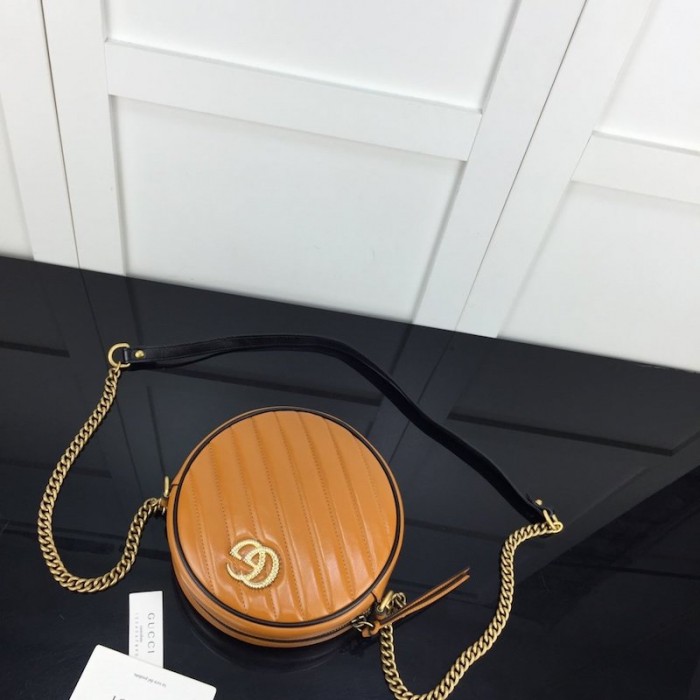 G*u*i gg marmont mini round shoulder bag tan