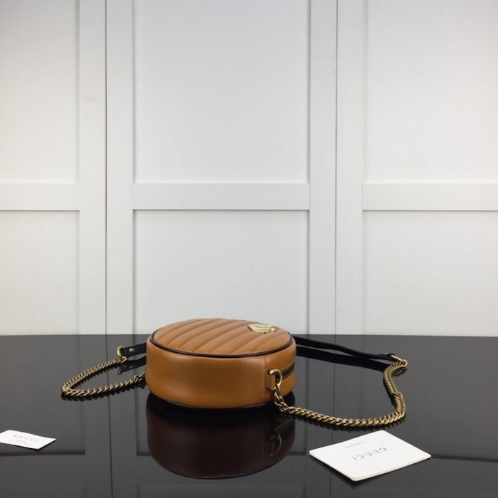 G*u*i gg marmont mini round shoulder bag tan