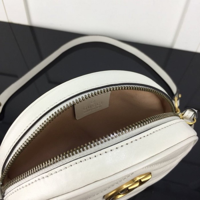 G*u*i gg marmont mini round shoulder bag white