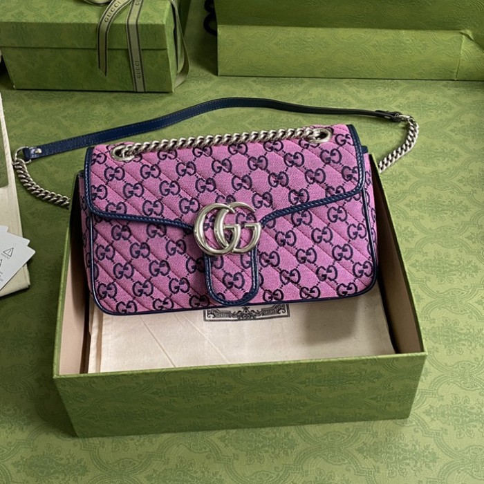 G*u*i gg marmont multicolour small shoulder bag pink
