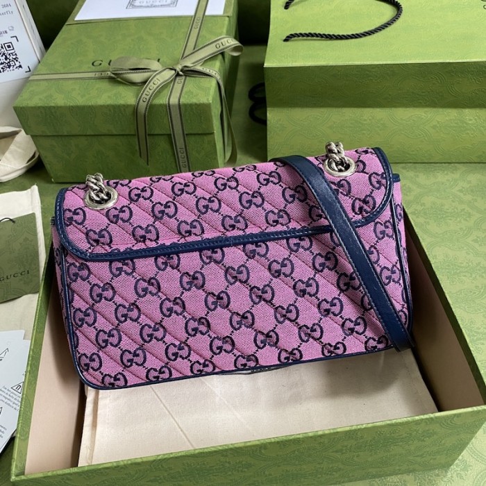 G*u*i gg marmont multicolour small shoulder bag pink