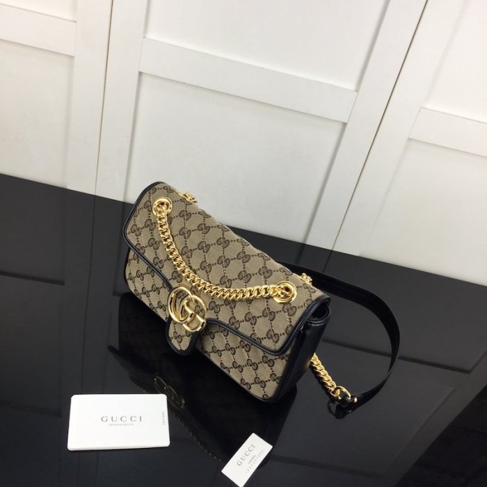G*u*i gg marmont small shoulder canvas bag black