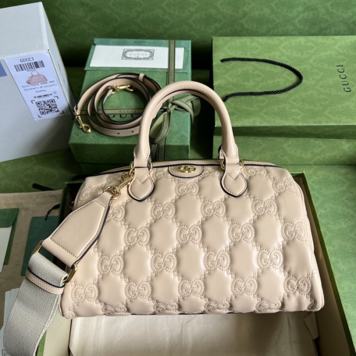 G*u*i gg matelassé leather top handle bag beige ‎702242