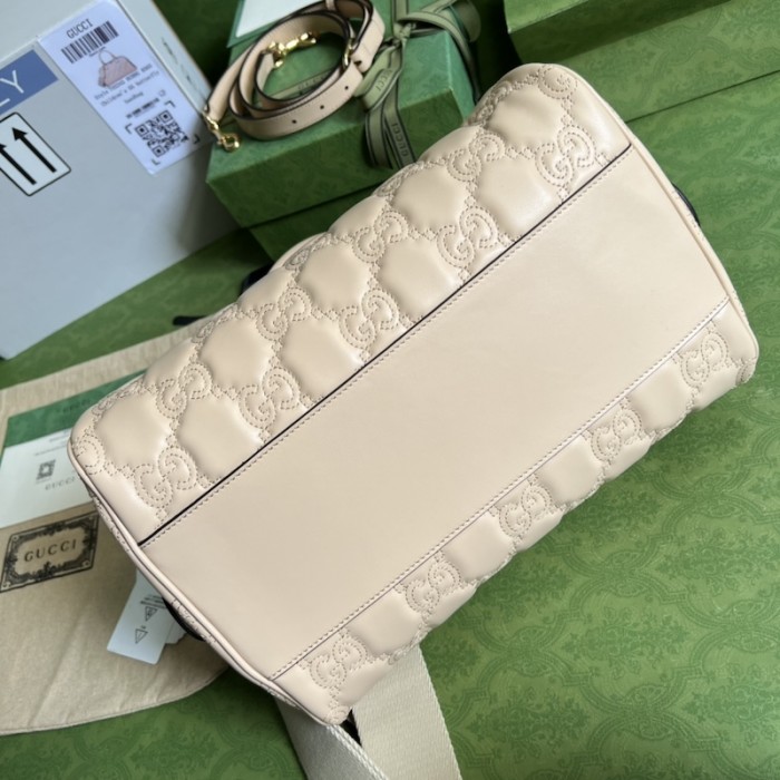 G*u*i gg matelassé leather top handle bag beige 702242