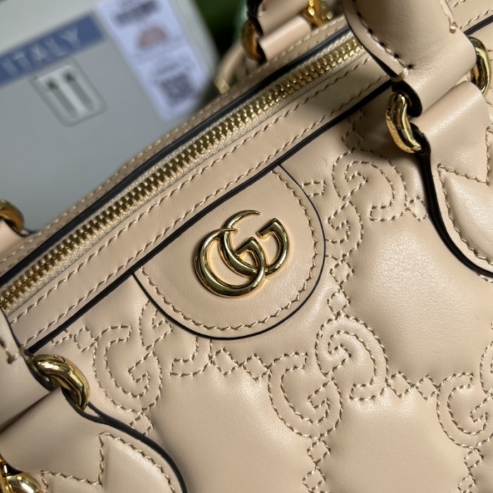G*u*i gg matelassé leather top handle bag beige 702242