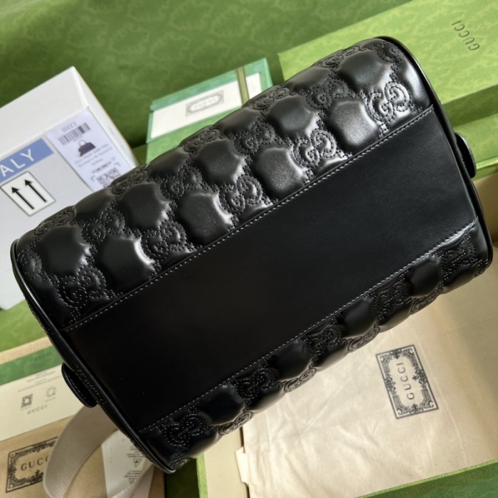 G*u*i gg matelassé leather top handle bag black ‎702242
