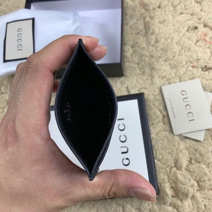 G*u*i signature leather card case black