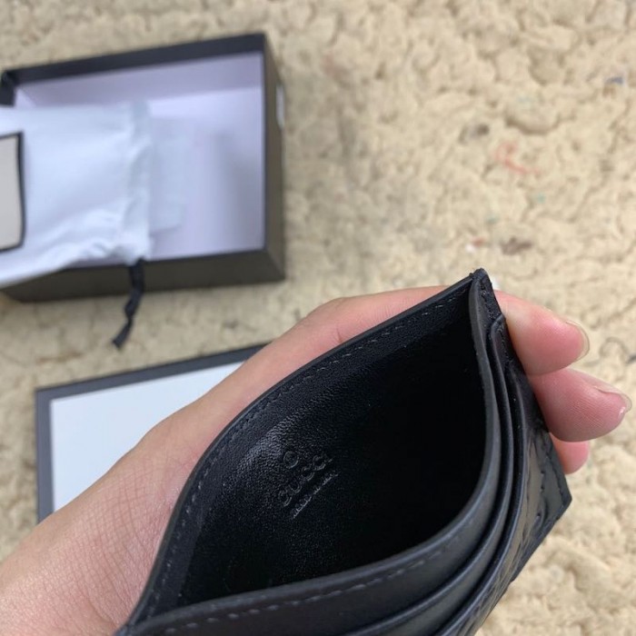 G*u*i signature leather card case black