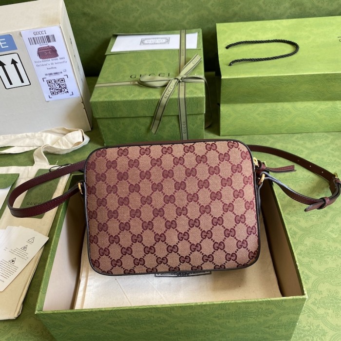G*u*i horsebit 1955 small bag burgundy gg canvas