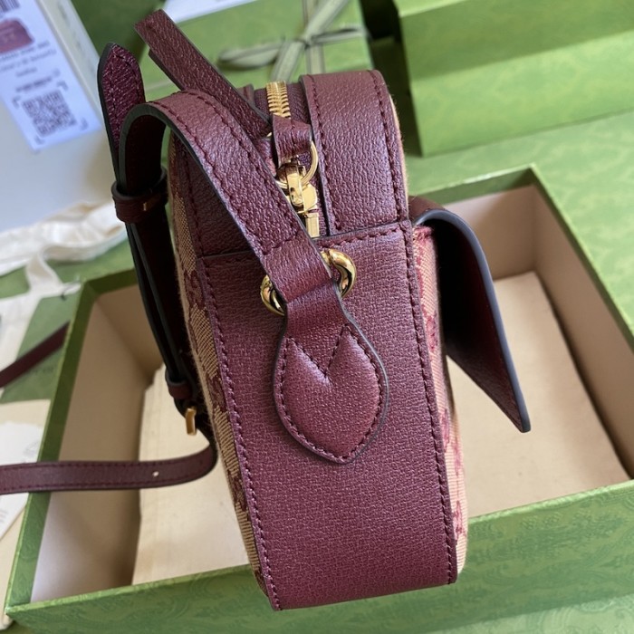 G*u*i horsebit 1955 small bag burgundy gg canvas