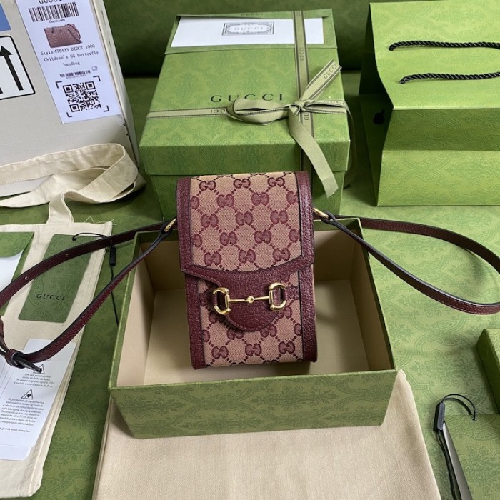 G*u*i horsebit 1955 mini bag ‎burgundy gg canvas ‎625615