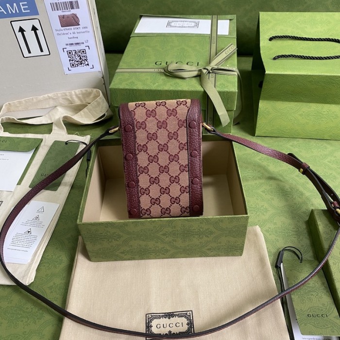 G*u*i horsebit 1955 mini bag burgundy gg canvas 625615
